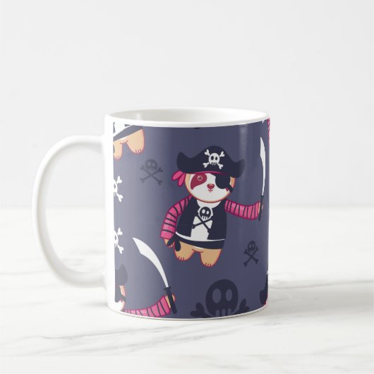 かわいい海賊パンダのクマのパターン コーヒーマグカップ (左)