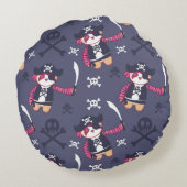 かわいい海賊パンダのクマのパターン ラウンドクッション (裏面)