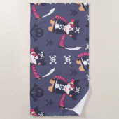 かわいい海賊パンダベア柄 ビーチタオル (正面)