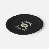 かわいい海賊パーティーガーリースカルクロスボーンブラック ペーパープレート (アングル)