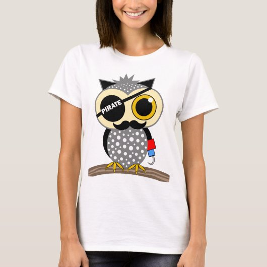 かわいい海賊フクロウ Tシャツ (正面)