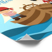 かわいい海賊ボーイズ&大きな船の名前をカスタムする ポスター (角)