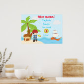 かわいい海賊ボーイ誕生パーティーのポスター ポスター (キッチン)