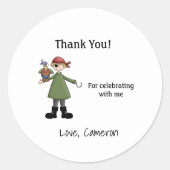 かわいい海賊子供の誕生日パーティー ラウンドシール (正面)