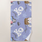 かわいい海賊子猫のパターン ビーチタオル (正面)