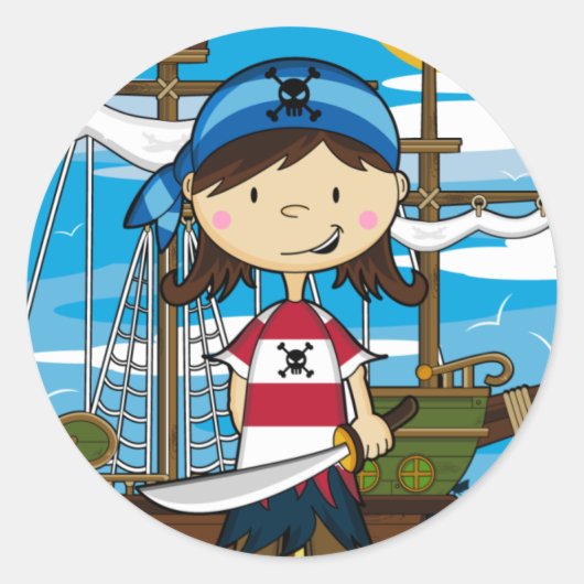 かわいい海賊少女のシールシート ラウンドシール (正面)