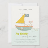 かわいい海賊帆船キッズ任意の年齢誕生日招待状 サンキューカード (正面)