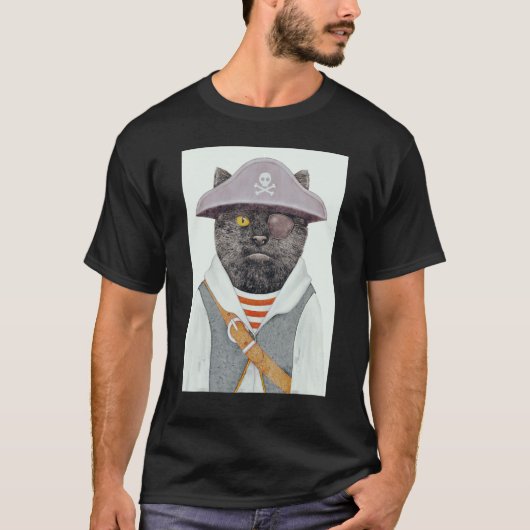 かわいい海賊猫のドクロ 4 Tシャツ (正面)