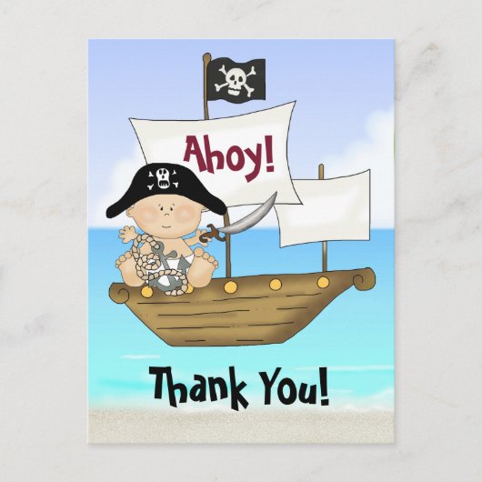 かわいい海賊男の赤ちゃん海賊ありがとう ポストカード (正面)