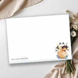 かわいい海賊船のライオンの子どもの誕生日 ノートカード