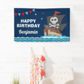 かわいい海賊船の子供の誕生日パーティー 横断幕 (インサイチュ)