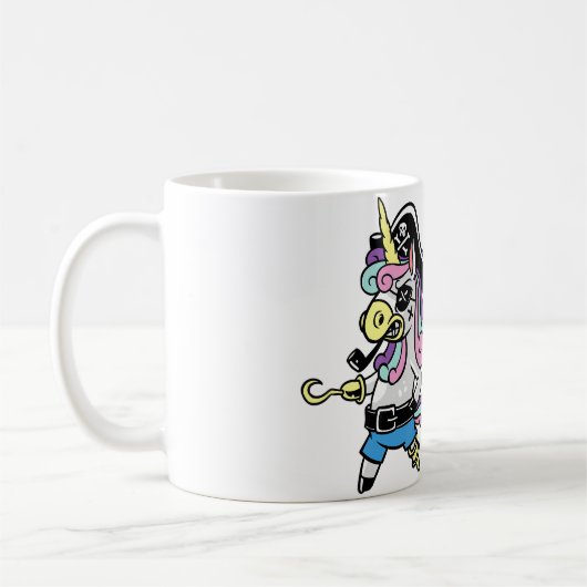 かわいい海賊船長ユニコーンギフト恋人魔法 コーヒーマグカップ (左)