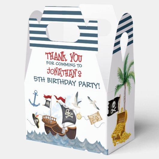 かわいい海賊誕生日パーチ感謝していメントユー フェイバーボックス (オープン)