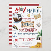 かわいい海賊誕生日 招待状 (正面/裏面)