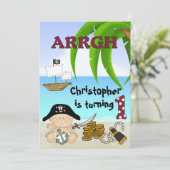 かわいい海賊~海賊ボーイの1歳の誕生日 招待状 (スタンド正面)