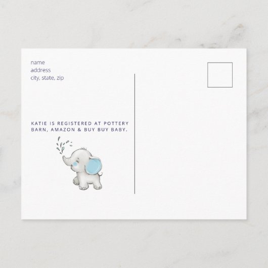 かわいい海軍おもしろい男の子ママ人生ベビーシャワー発表 案内ポストカード (裏面)