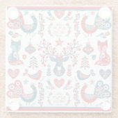 かわいい海軍と赤クリスマススススススカンジナビアフォークアート ガラスコースター (裏面)