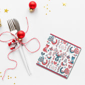 かわいい海軍と赤クリスマススススススカンジナビアフォークアート ガラスコースター