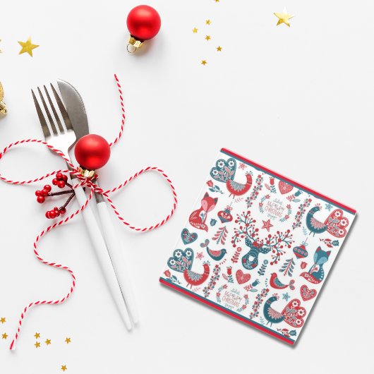 かわいい海軍と赤クリスマススススススカンジナビアフォークアート ガラスコースター
