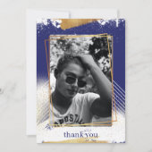 かわいい海軍と金ゴールドが卒業サンキューカード 招待状 (正面)