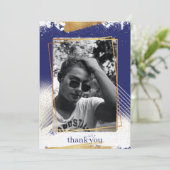 かわいい海軍と金ゴールドが卒業サンキューカード 招待状 (スタンド正面)