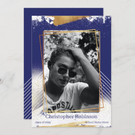 かわいい海軍と金ゴールド額卒業発表 招待状