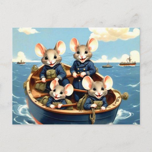 かわいい海軍のネズミズインボート ポストカード (正面)