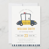 かわいい海軍の警察の車の子供たち任意の年齢誕生日招待状 サンキューカード (正面)