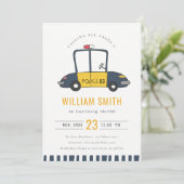 かわいい海軍の警察の車の子供たち任意の年齢誕生日招待状 サンキューカード (スタンド正面)