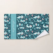 かわいい海馬のパターンのスクリプト名 ハンドタオル (ハンドタオル)