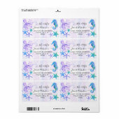 かわいい海馬のヒトデタコスシーサイドベビーシャワー ラベル (フルシート)