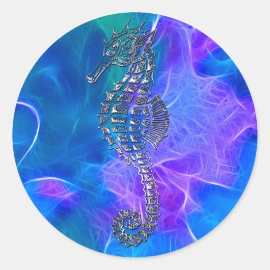 かわいい海馬の海産動物の贈り物 ラウンドシール (正面)