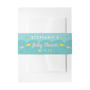かわいい海魚ハートお洒落赤ちゃんシャワー 招待状ベリーバンド