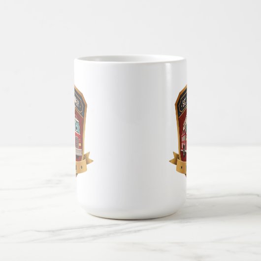 かわいい消防士のバッジパーソナライズされた コーヒーマグカップ (中央)