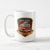 かわいい消防士のバッジパーソナライズされた コーヒーマグカップ (左)