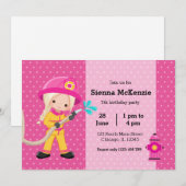 かわいい消防士のパーティー 招待状 (正面/裏面)