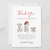 かわいい消防士の子犬の赤ちゃんシャワー サンキューカード (正面)