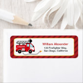 かわいい消防士の差出人住所ラベル ラベル (インサイチュ)