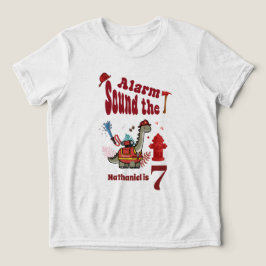 かわいい消防士の恐竜の雄叫びとレスキュー バースデー トライブレンドTシャツ