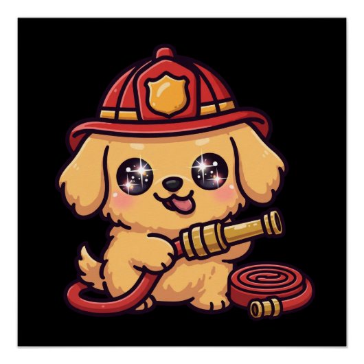かわいい消防士の犬 ポスター (正面)