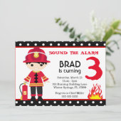 かわいい消防士の誕生日パーティーの招待状 招待状 (スタンド正面)