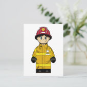 かわいい消防士はがき ポストカード (スタンド正面)