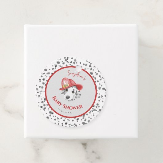 かわいい消防士ダルマチア赤ちゃんシャワー フェイバータグ (インサイチュ)