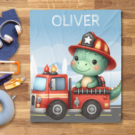 かわいい消防士トレックス恐竜 フリースブランケット