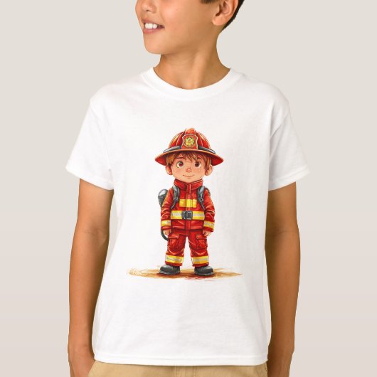 👨🚒 かわいい消防士ヒーローの子供ギフト 🚒✨ Tシャツ (正面)