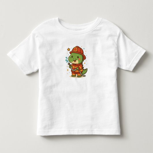 かわいい消防士恐竜 – かわいい恐竜の仕事 トドラーTシャツ (正面)