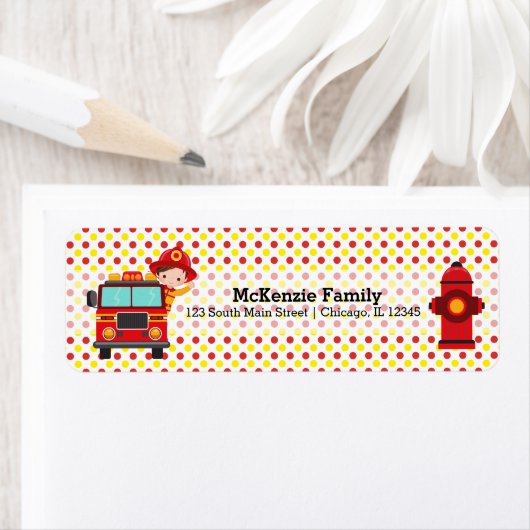 かわいい消防士 ラベル (インサイチュ)