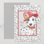 かわいい消防犬のダルマチア 誕生日 サンキューカード (正面/裏面)