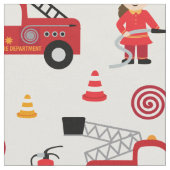 かわいい消防用布 ファブリック (クローズアップ)