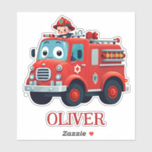 かわいい消防車と消防士